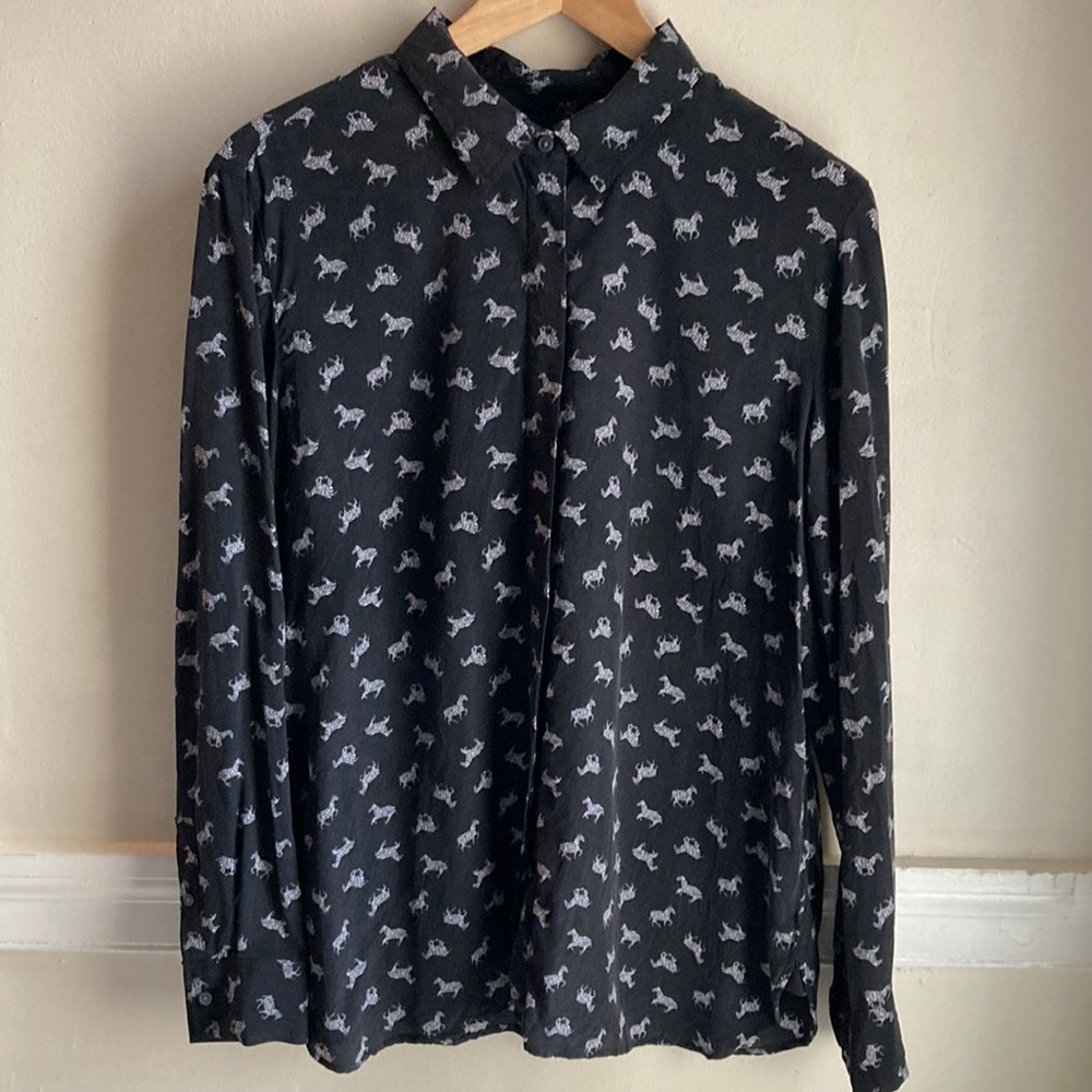 Banana Republic Zebra Silk Blouse - L